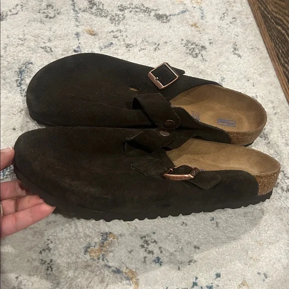Birkenstock Boston Soft Footbed Mocha Brown Suede Clogs Women 11 Men 9 Comfort
